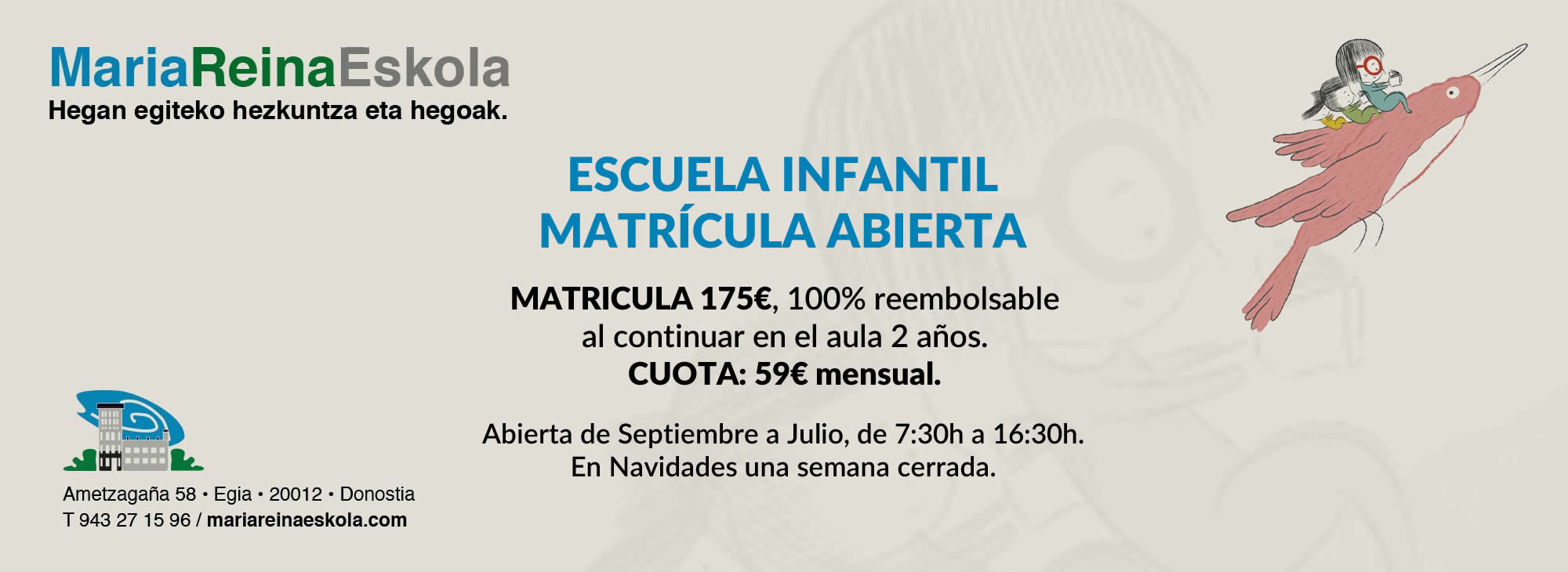 Maria Reina Eskola, centro educativo en Donostia San Sebastián, en el barrio de Egia